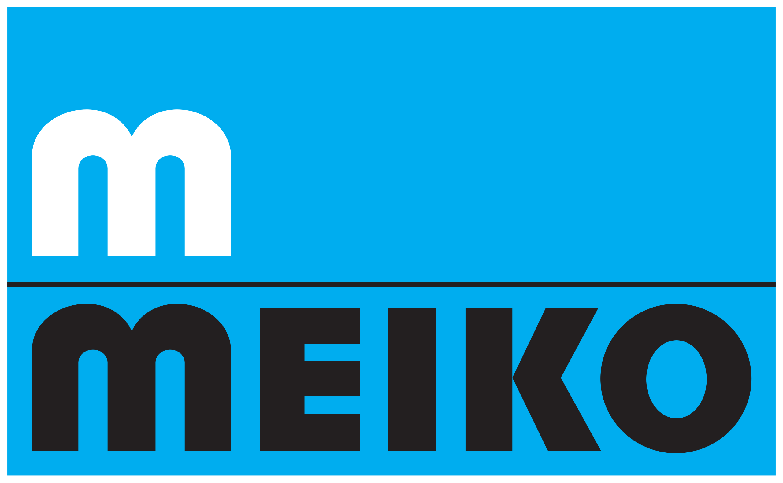 MEIKO logo, blauw en wit design
